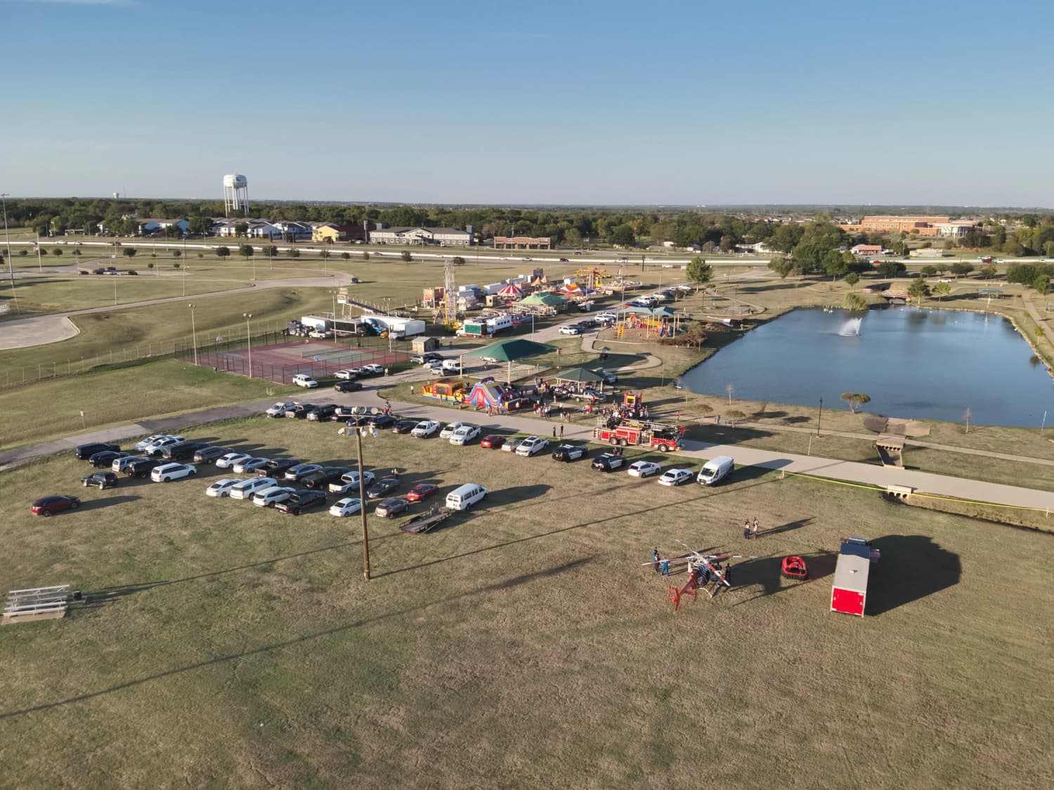 Crew members finishing a commercial concrete pour in Seagoville, TX.